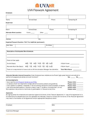 Fillable Online Hr Virginia UVA Flexwork Agreement Fax Email Print