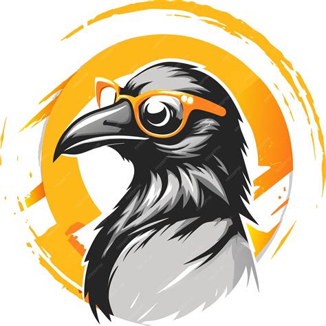 Crow Wearing Glasses Illustration Design Premium Ai Generated Vector