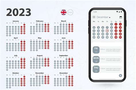 Aplicación de calendario para el calendario vectorial del teléfono