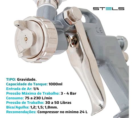 Pistola Pintura Gravidade Caneca 1000 Ml Rosca 1 4 Parcelamento Sem Juros