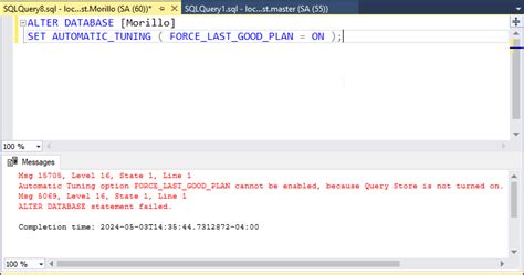 SQLCoffee Msg 15705 Automatic Tuning Cannot Be Enabled