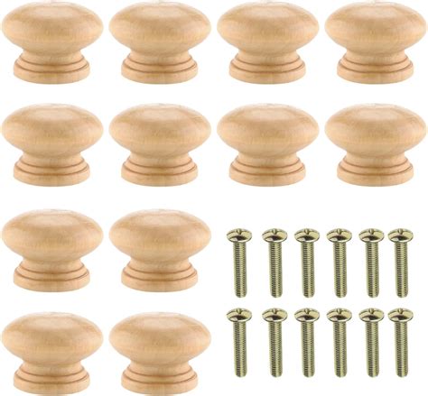 Kmz 12pcs Wooden Drawer Knobs Round Natural Wooden Wardrobe Knobs