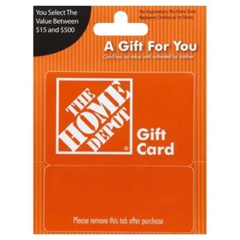 The Home Depot Variable Amount Gift Card 1 Ct Kroger