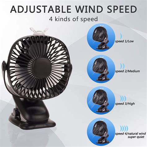 Ohlgt Clip On Stroller Fan 6000mah Usb Fan Mini Personal Desk Fan With