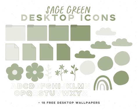 Sage Green Desktop Folder Icons Wallpapers Aesthetic - Etsy