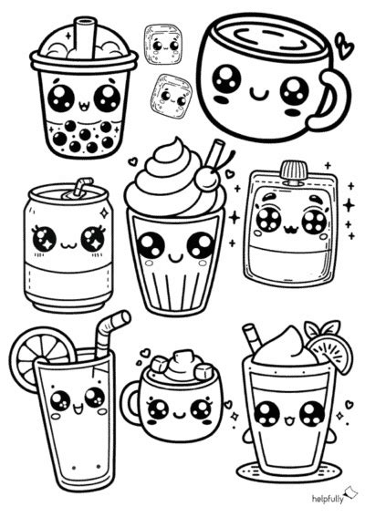 Kawaii Ausmalbild Bubble Tea Co Süße Vorlage helpfully de