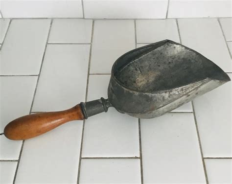 Antique Metal Scoop With Wooden Handle Unique Shape Mercantile Flour ...