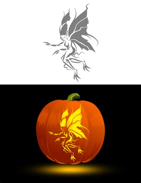 Printable Evil Fairy Pumpkin Stencil