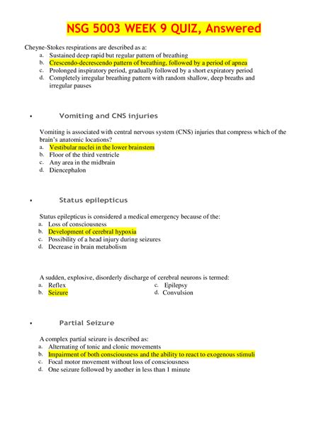 NSG 5003 WEEK 9 QUIZ Answered Browsegrades