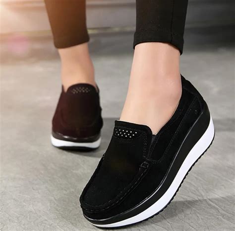 Suede Leather Moccasins For Women 2 Inches Loafers - China Shoes Store