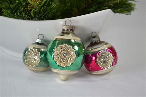 Shiny Brite Ornaments Vintage Glass Double Indent Christmas Etsy Shiny Brite Ornaments