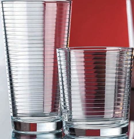 Set Of Heavy Base Ribbed Durable Drinking Glasses Includes Cooler