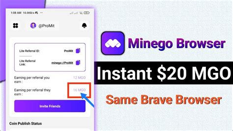 Minego Network Browser Airdrop Instant 16 MGO Earning Chance YouTube