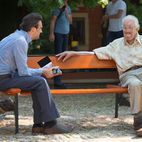 old man sitting on bench with stranger paying attention at him Blank Template - Imgflip