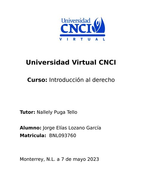 Derecho Proyecto Modular Universidad Virtual CNCI Curso