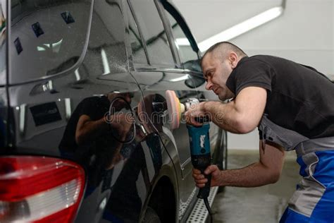 Polished black car stock image. Image of polisher, polishing - 86943471