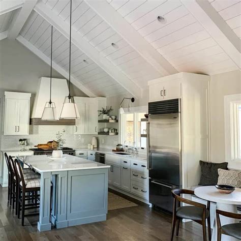 Sloped Shiplap Ceiling With Pendant Lights Soul Lane