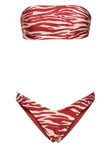 Printed Lycra Bandeau Bikini Set The Attico Women Luisaviaroma