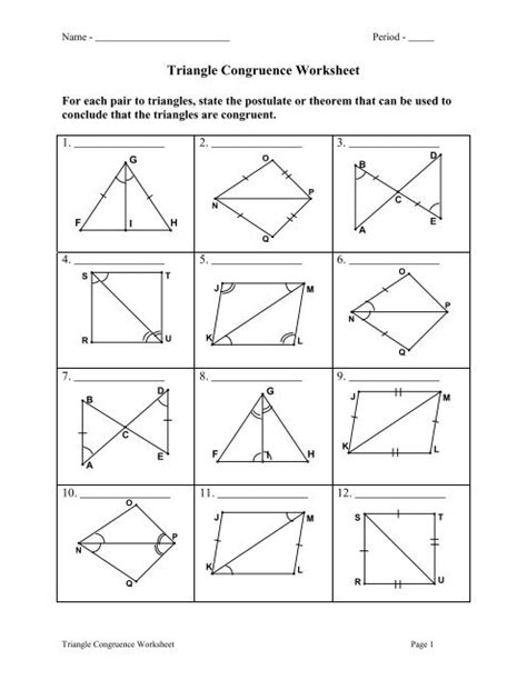 Triangle Congruence Sss And Sas Answer Key Fill Online Worksheets Library