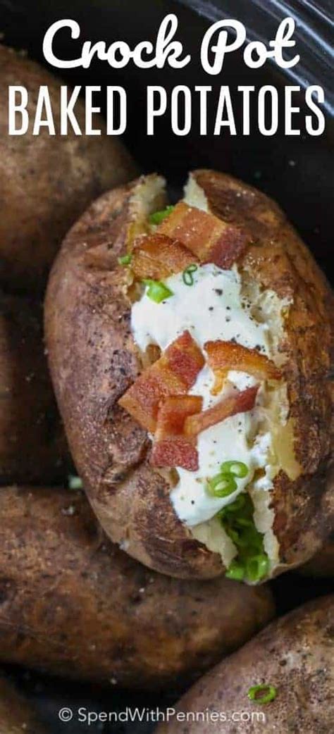 Slow Cooker Baked Potatoes Easiest Side Dish Spend With Pennies