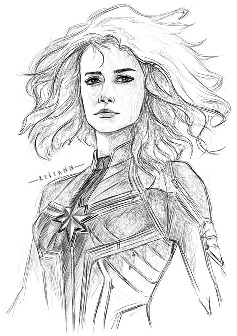 Artstation Captain Marvel Fanart Riliann Costa Marvel Drawings