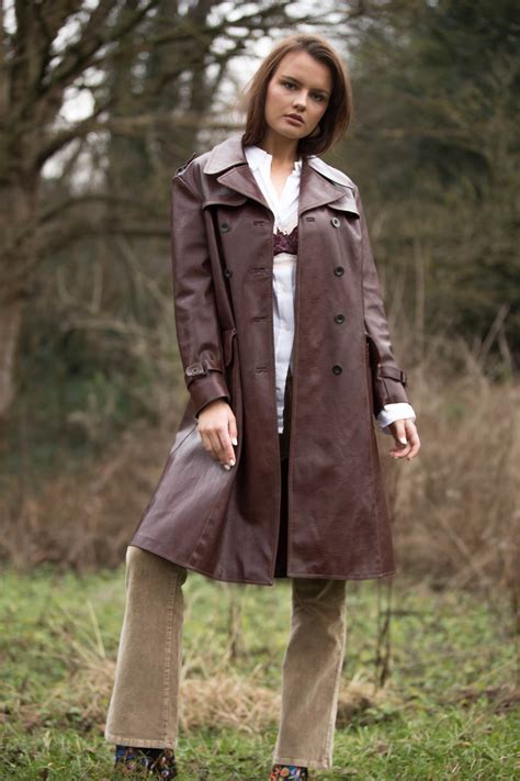 Long Brown Leather Coat Cord Joli House