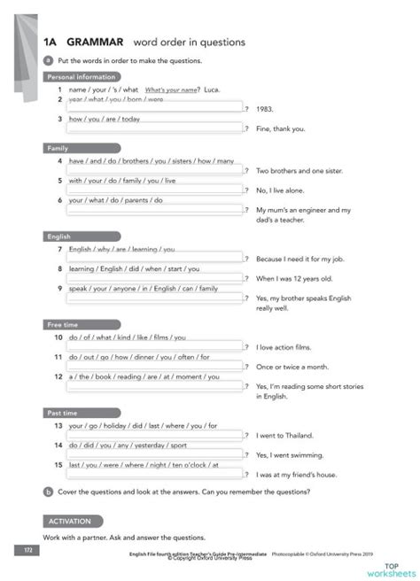 1a1b Questions And Present Simple Review Interactive Worksheet