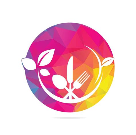 Healthy Food Logo Template Vector Design With Spoons Forks And Green