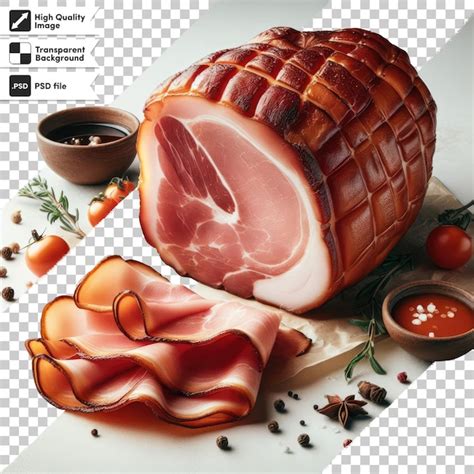 Premium Psd Psd Smoked Pork Ham Alone On Transparent Background With