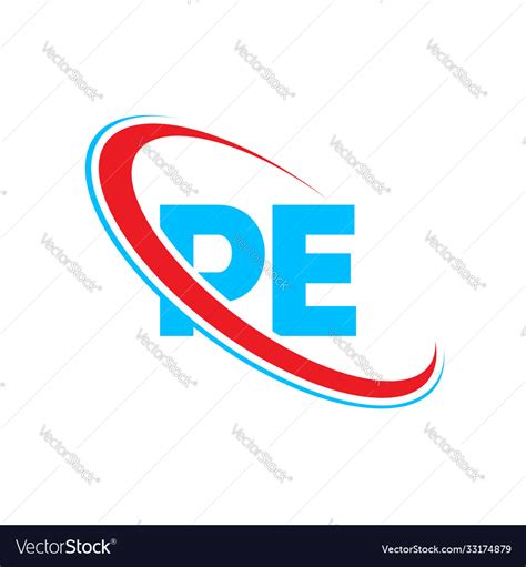 Pe P E Letter Logo Design Initial Letter Vector Image