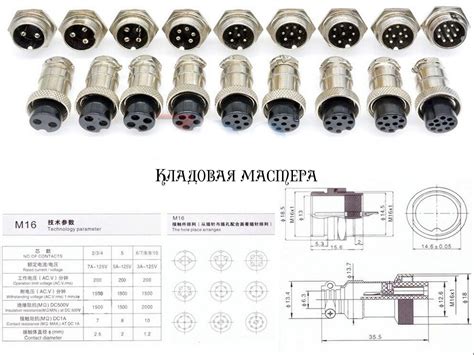 Разъемы цилиндрические авиационные GX16-9 контактов, 5 A 250 V