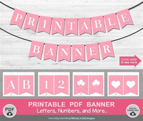 Pink Printable PDF Banner,printable Alphabet Letter Banner,printable Swallowtail Banner,bunting ...