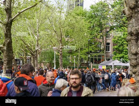 Large Group Of People Walking In Park And Celebrating King S Day