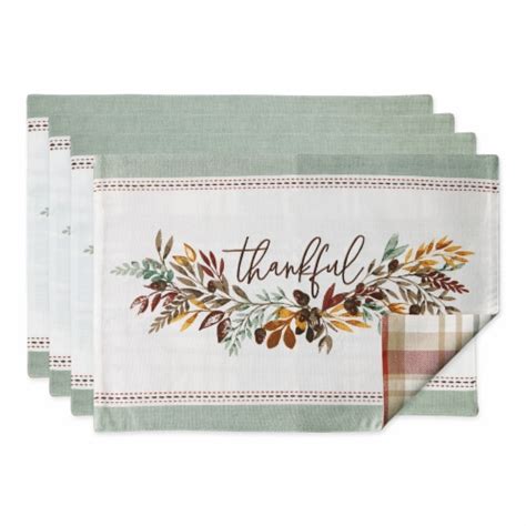 Dii Thanksgiving Thankful Autum Fall Leaves Reversable Placemat