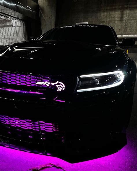 Luxury Black Car With Purple Lights