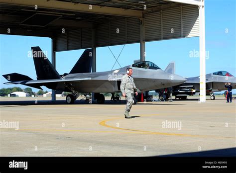 An F Raptor From The Th Fighter Squadron Taxis Onto The Flight