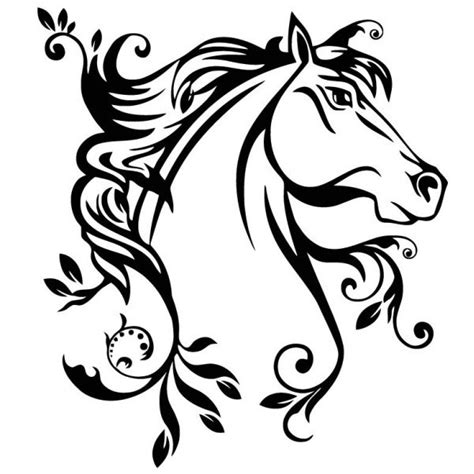 Proud outline horse head with herbal mane tattoo design - Tattooimages.biz