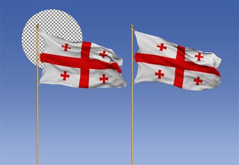 Premium Psd Georgia Wavy Flags With Pole D Rendering