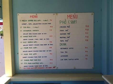 menu  vietnamese food   restaurant kihei  kihei