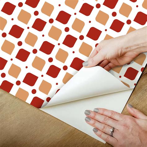 Papel de Parede Adesivo Vinil Pastilha Vermelho Nude Salmão Cozinha