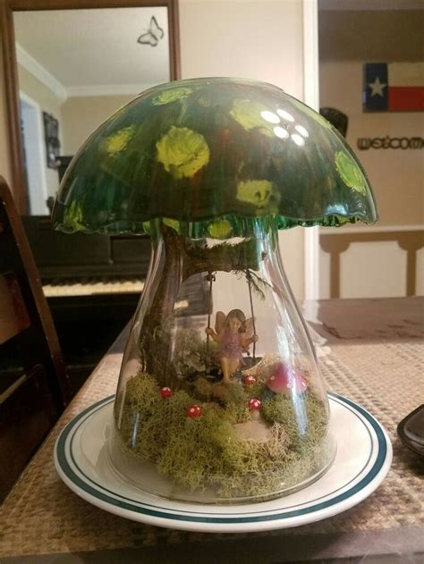 Garden Mushrooms With Glass Bowl And Vaseeasy And Adorable Fairy