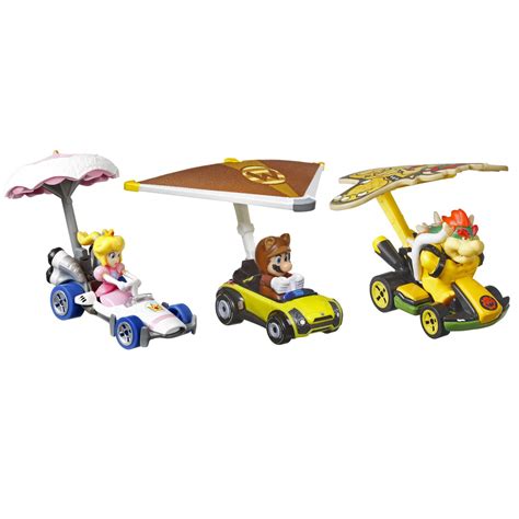 Buy Hot Wheels Mario Kart Vehicle Pack Set Of Toy Cars With Gliders Inspired By Tanooki Mario