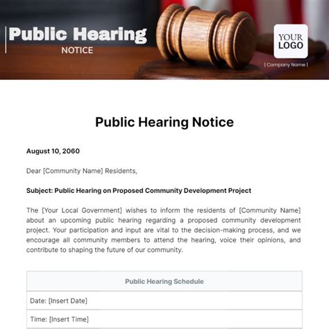 Public Hearing Notice Template Edit Online And Download Example