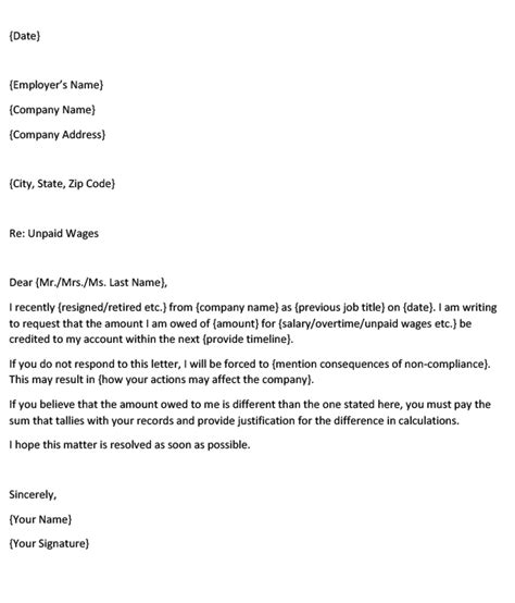 Unpaid Wages Demand Letter Texas Sample And Word Template