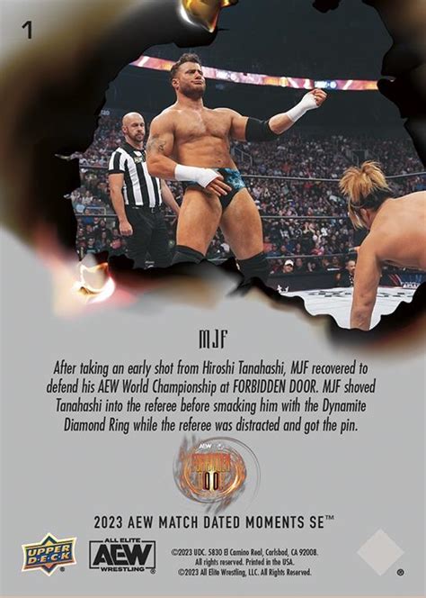 AEW UPPER DECK E PACK MATCH DATED MOMENTS SPECIAL EDITION 2023 MJF