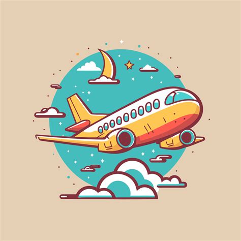 airplane travel logo background flat color vector cartoon style ...