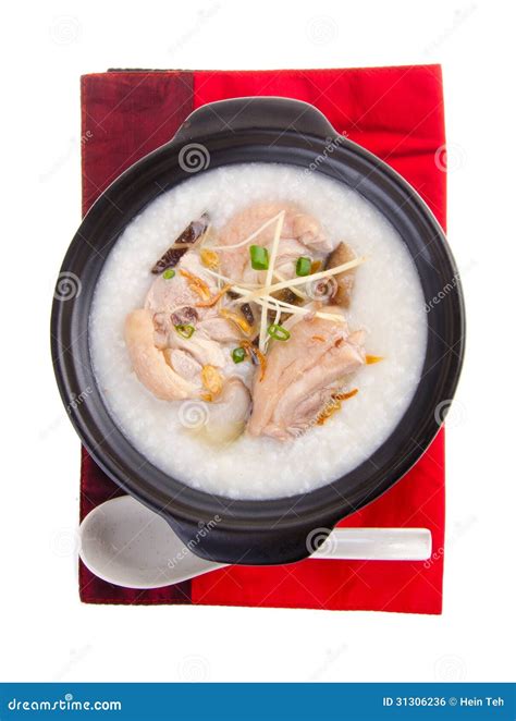 Traditional Chinese Porridge Rice Gruel Served In Claypot Stock Photo