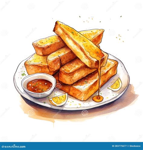 Lively Watercolor Illustration of French Toast Slicing Stock Illustration - Illustration of ...