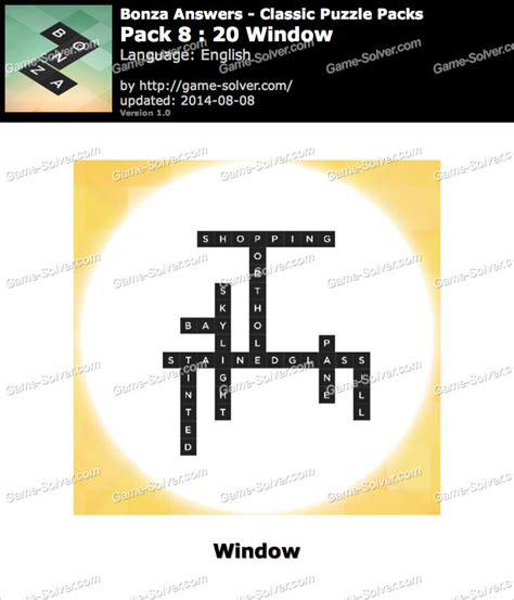 Bonza Answers Classic Puzzle Pack 8 20 Window • Game Solver