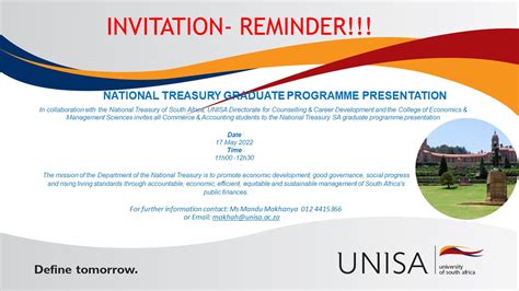 Unisa On Twitter In Collaboration With The National Treasury Of South